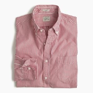 J. Crew Red Striped Secret Wash Shirt